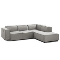 ECKSOFA mit Ottomane - Graubraun/Schwarz, Kunststoff/Textil (260/234cm) - home24