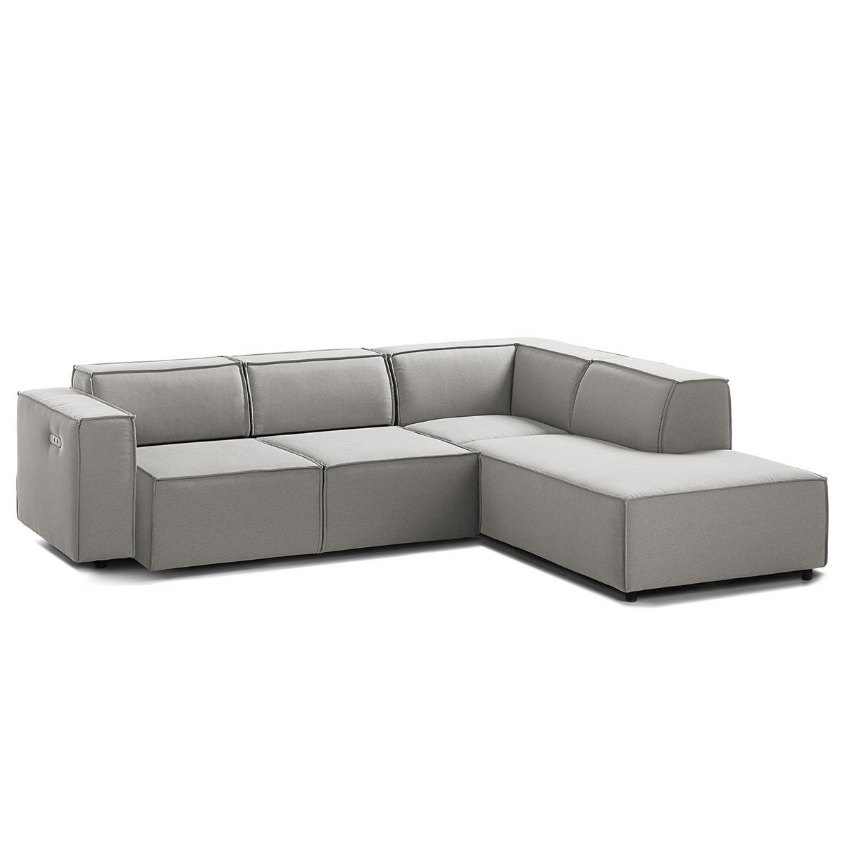 ECKSOFA mit Ottomane - Graubraun/Schwarz, Kunststoff/Textil (260/234cm) - home24