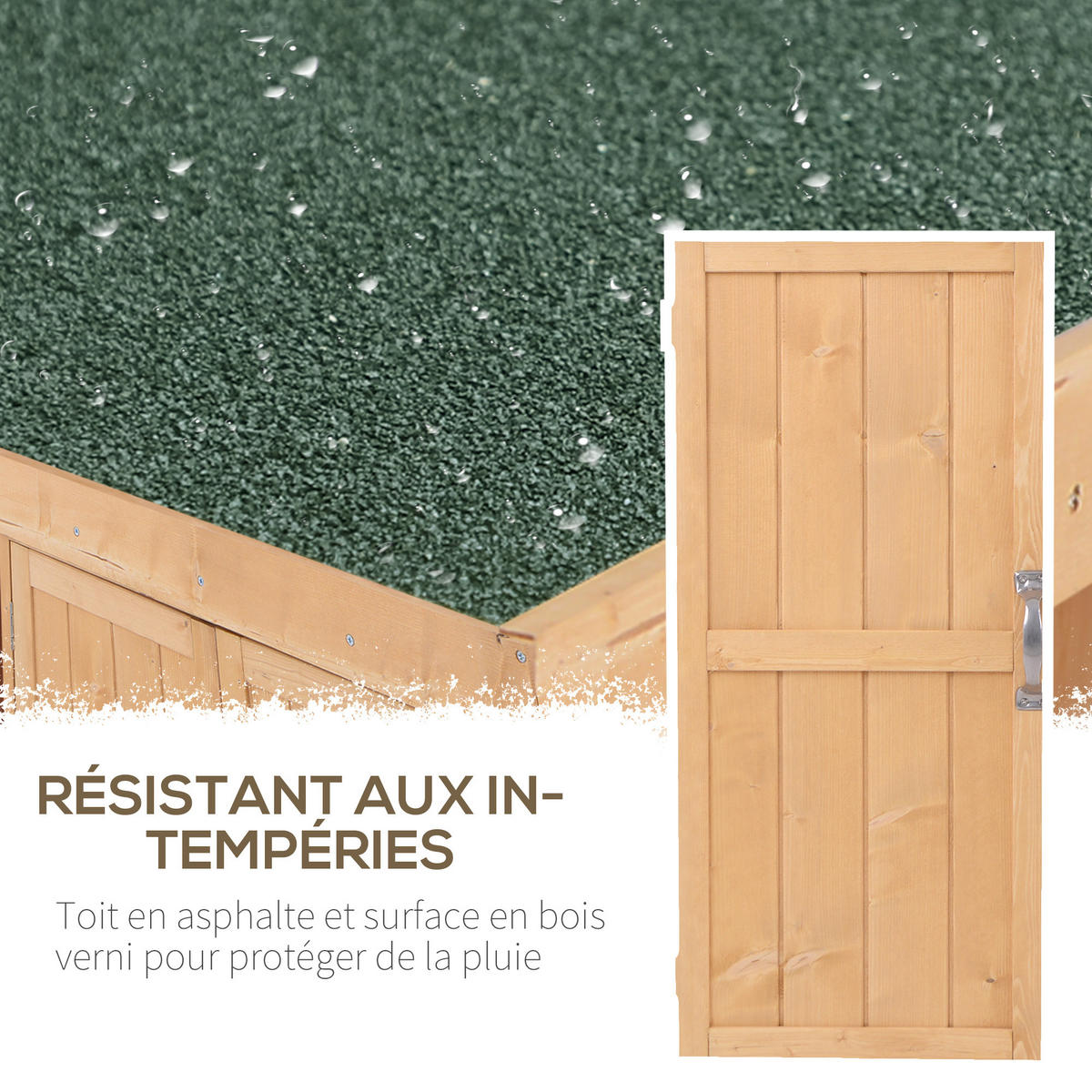 GERÄTESCHUPPEN DE-17567 2 Türen mit aufklappbarem Dach Naturholz - Beige, Holz (74/88/43cm) - ComfortXL