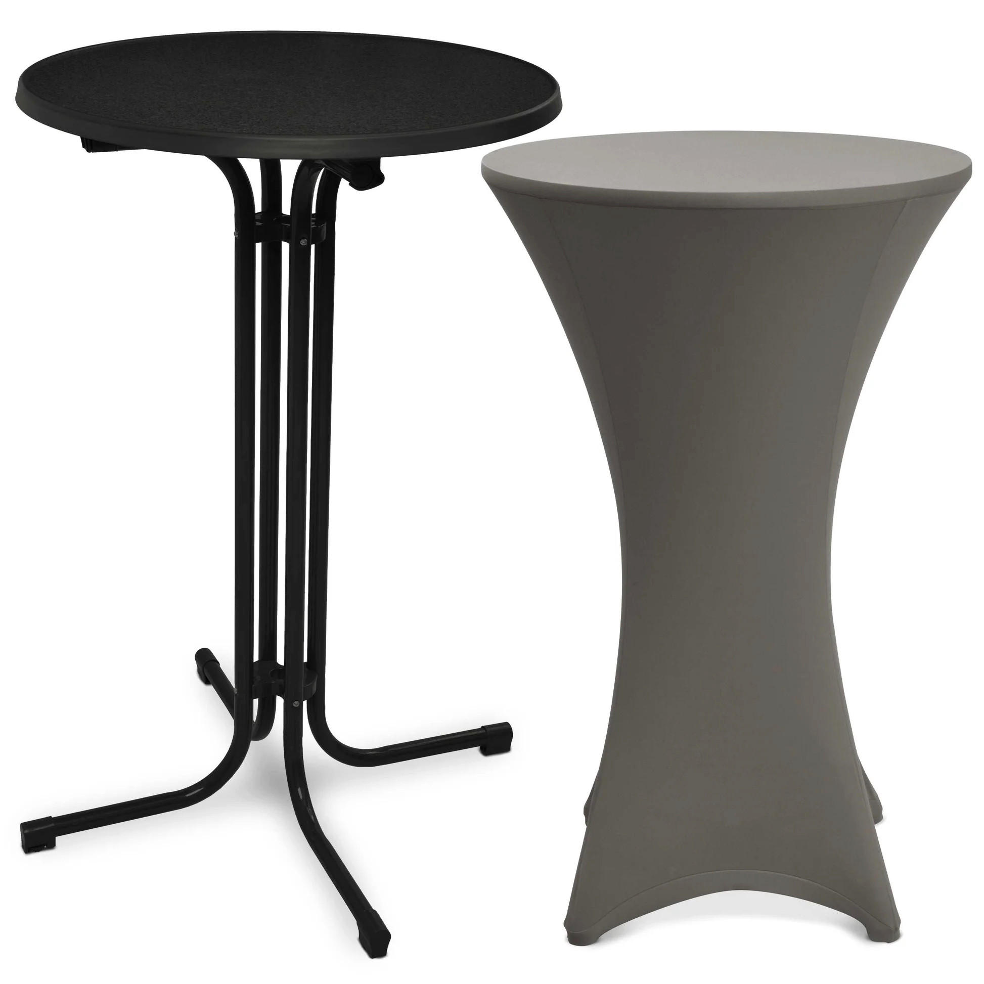 STEHTISCH Bellini Ø 60cm Schwarz mit Stella Stehtischhusse Ø 60cm Anthrazit - Anthrazit, Metall (60/60/110cm) - Beautissu 