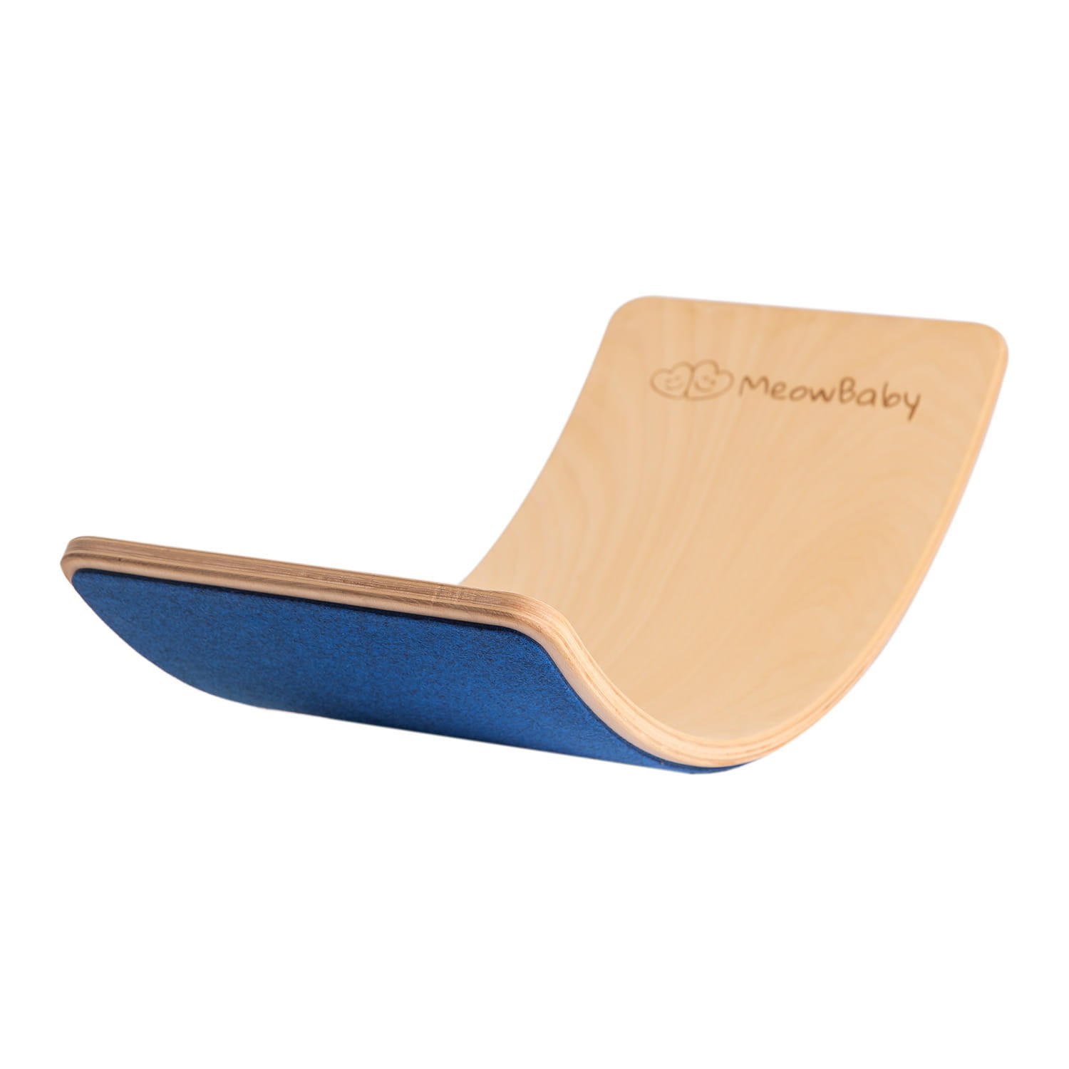 BALANCIERBRETT mit Filz für Kinder 80x30cm, Natur Balance Board, Blau - Blau, Holz (30/18/80cm) - MeowBaby