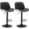 BARHOCKER 2er Set Lederlook natura/schwarz - Eukalyptusholzfarben/Schwarz, Textil/Metall (49.5/90/50cm) - CLP