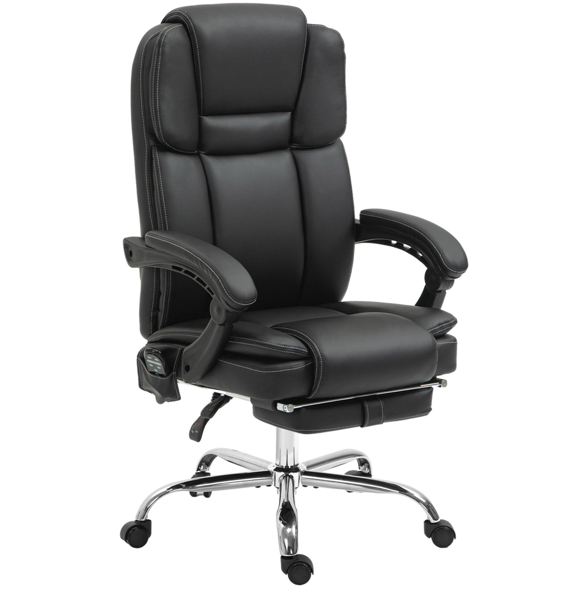 DREHSTUHL 67/66/118-126 cm schwarz aus Stahl mit Massage, Wärmefunktion und Fußstütze - Schwarz, Metall (67/126/66cm) - OKWISH