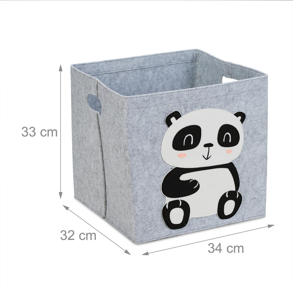 KOŠ Šedá plsť Panda skládací - různobarevná, textil (34/32cm) - Relaxdays
