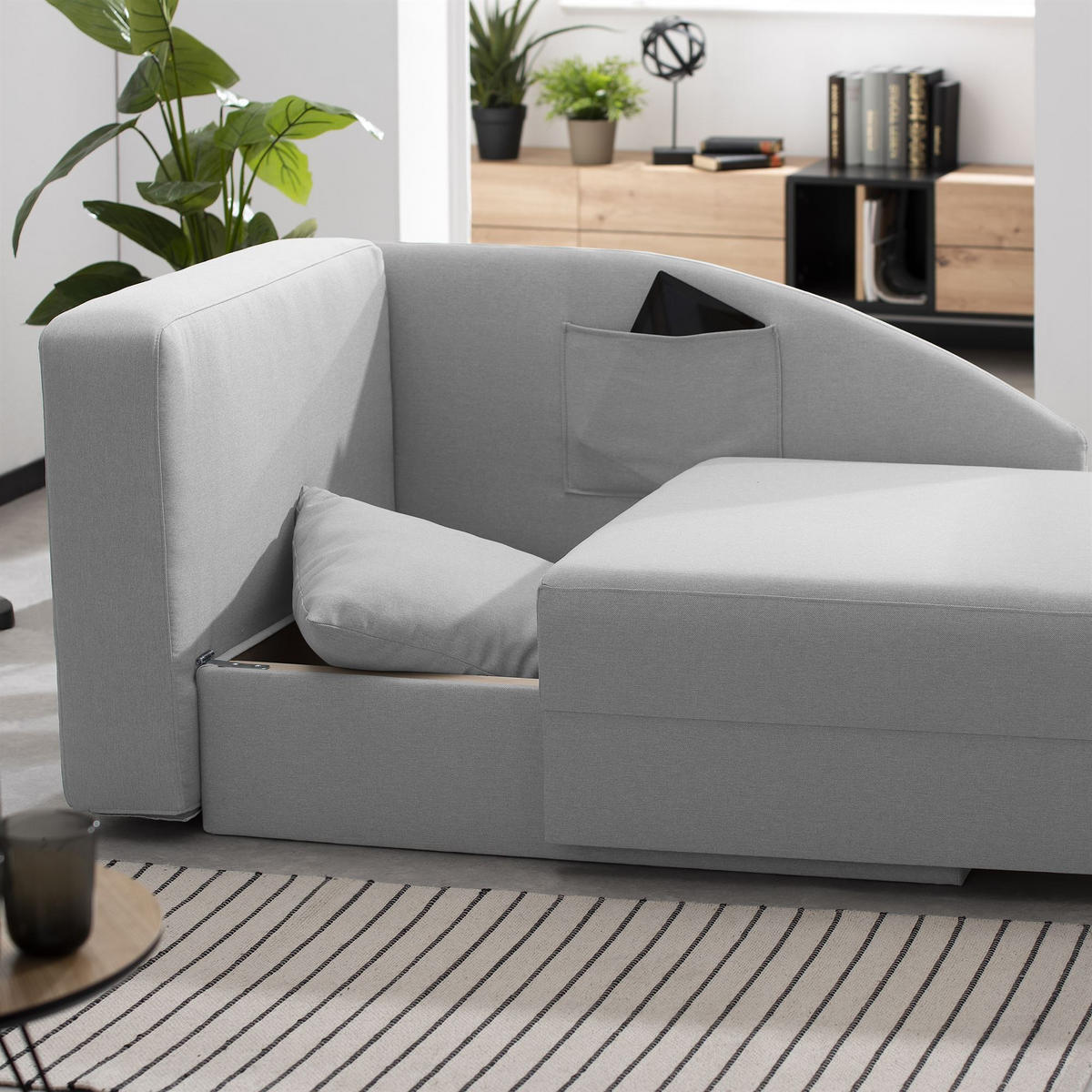 RECAMIERE Armlehne rechts Kalila Bezug Flachgewebe Kunststoff / hellgrau - Grau, Kunststoff (154/86/93cm) - 58aufmkessel