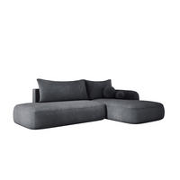 ECKSOFA BABU mit Bettfunktion – Moderne Polsterecke für Wohnzimmer, Funktionales Schlafsofa im Stoff CLOUD, 300x105x60 cm, Rechte, – Grau - Grau, Holz/Textil (300/190cm) - DomoHome