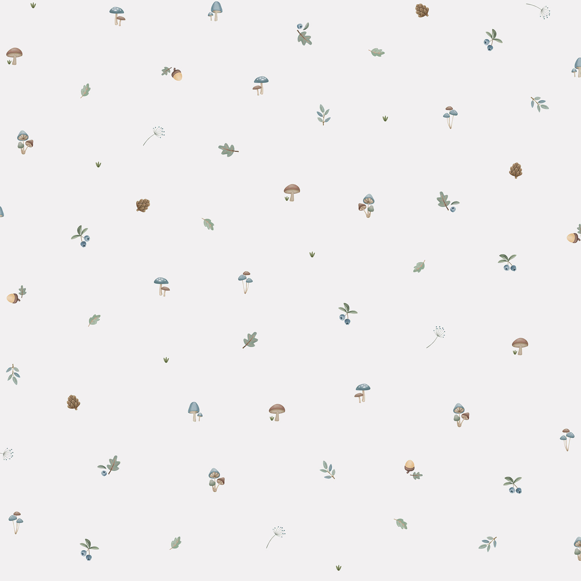 VLIESTAPETE Waldschätze - Blau/Weiß, Papier/Kunststoff (52/1000cm) - Little Dutch