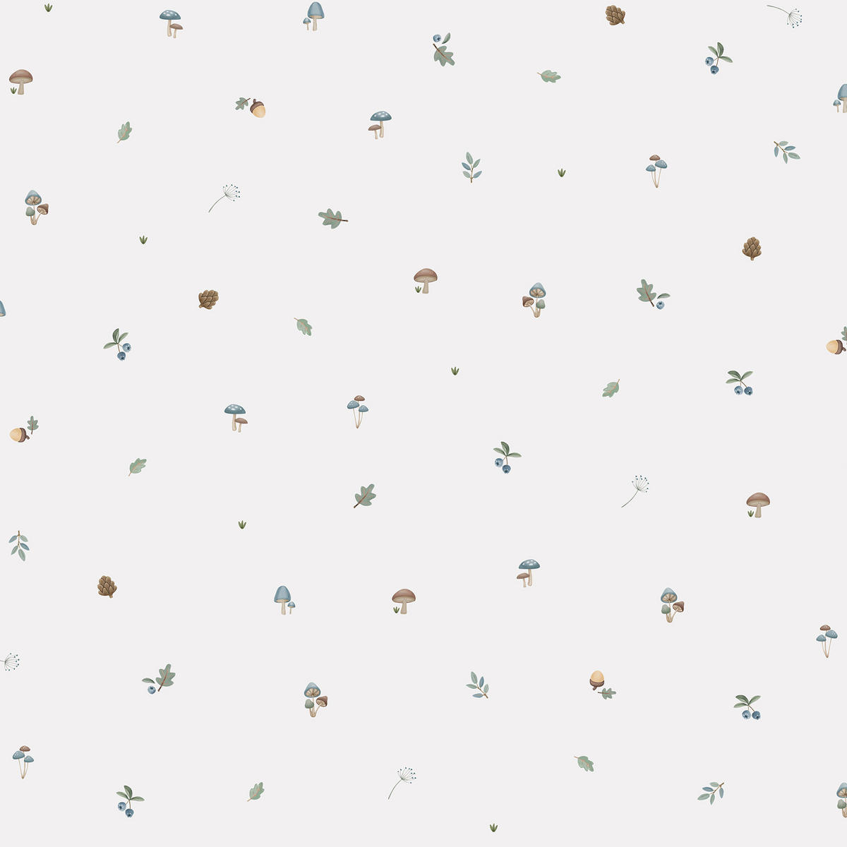 VLIESTAPETE Waldschätze - Blau/Weiß, Papier/Kunststoff (52/1000cm) - Little Dutch