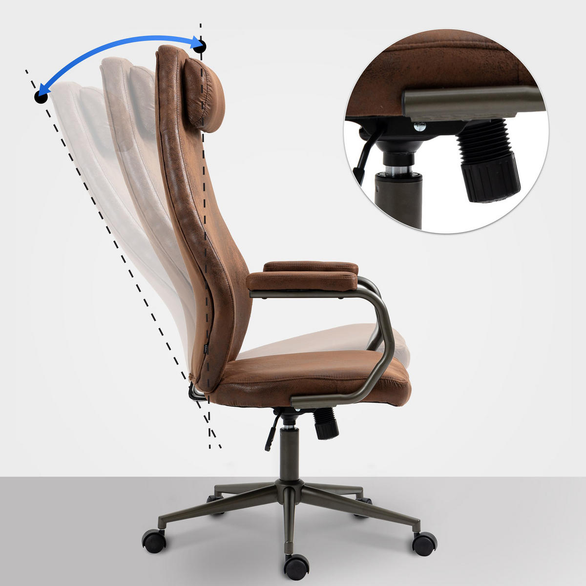 BÜROSTUHL Zephyr cognac - Cognac/Schwarz, Metall (62/137/66cm) - TPFLiving