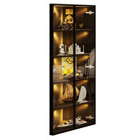 ECKVITRINE mit LED 62 x 35 x 160 cm MDF Glas Black - Schwarz, Glas (35/160/62cm) - Beauniv