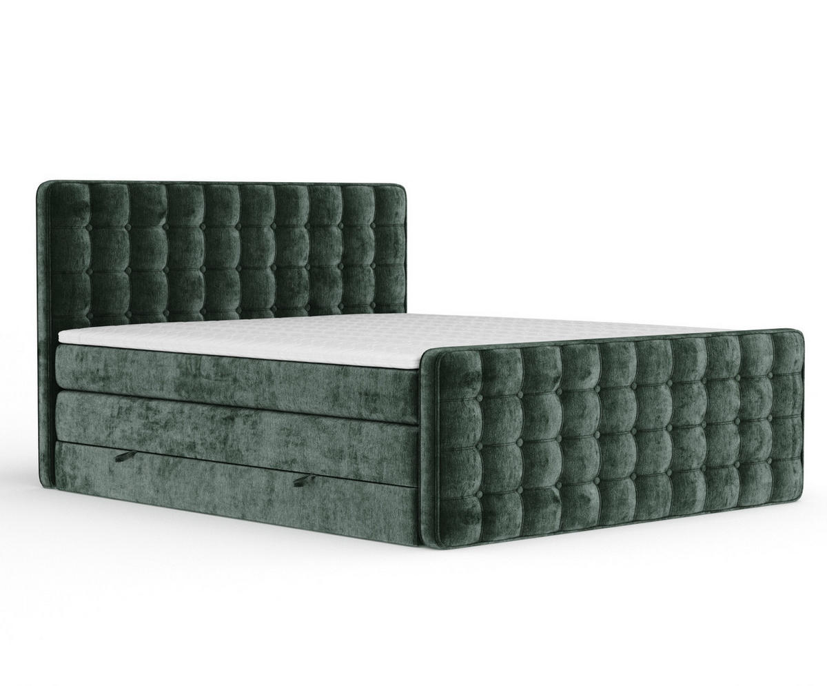 BOXSPRINGBETT Velouria Grün 180/200 cm - Schwarz/Grün, Holz/Holzwerkstoff (180/200cm) - Maison de Reve