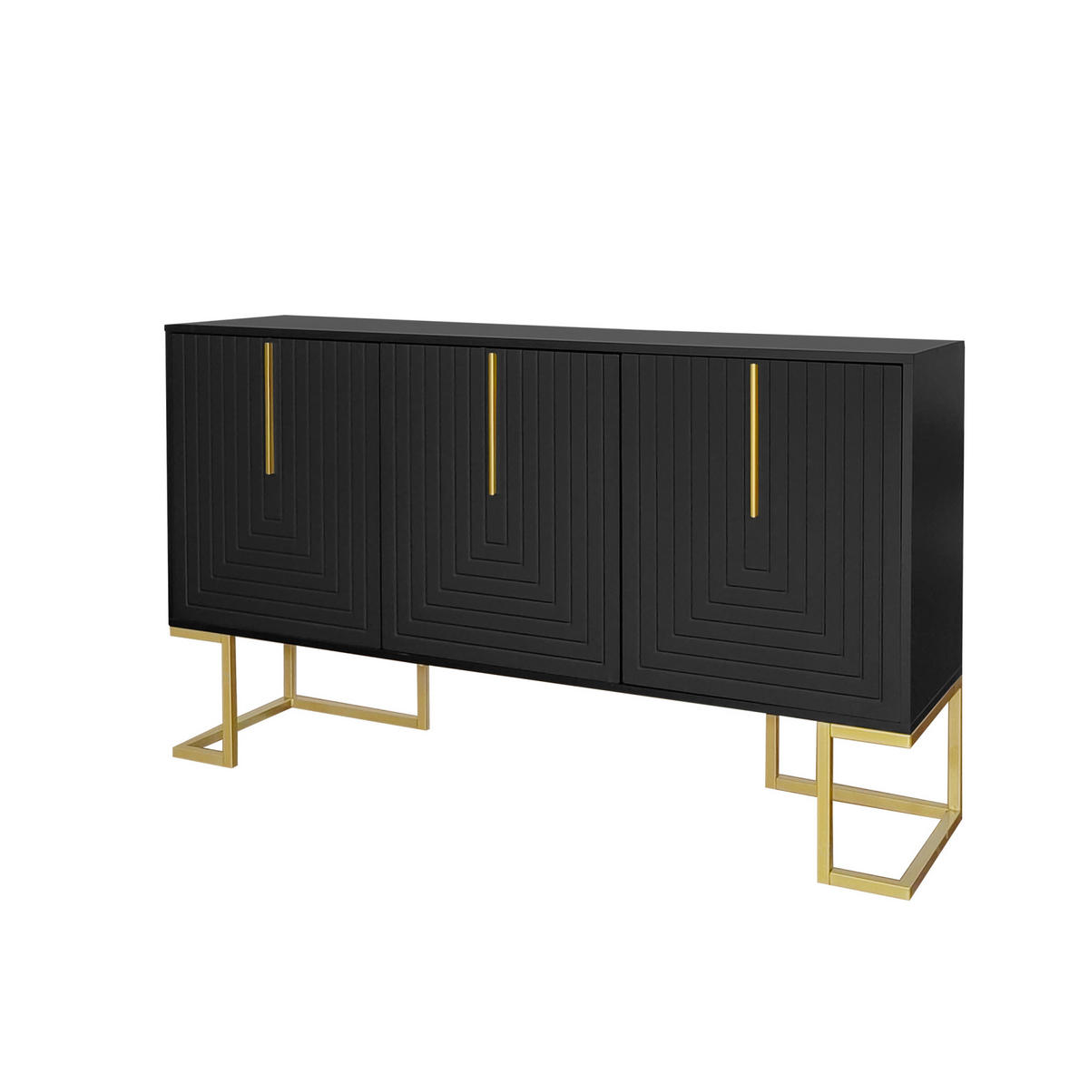 SIDEBOARD 44.6/52.5 cm Schwarz aus MDF und Spanplatte mit verstellbaren Regalböden - Schwarz, Holzwerkstoff (40/80.5/138cm) - OKMYHOME