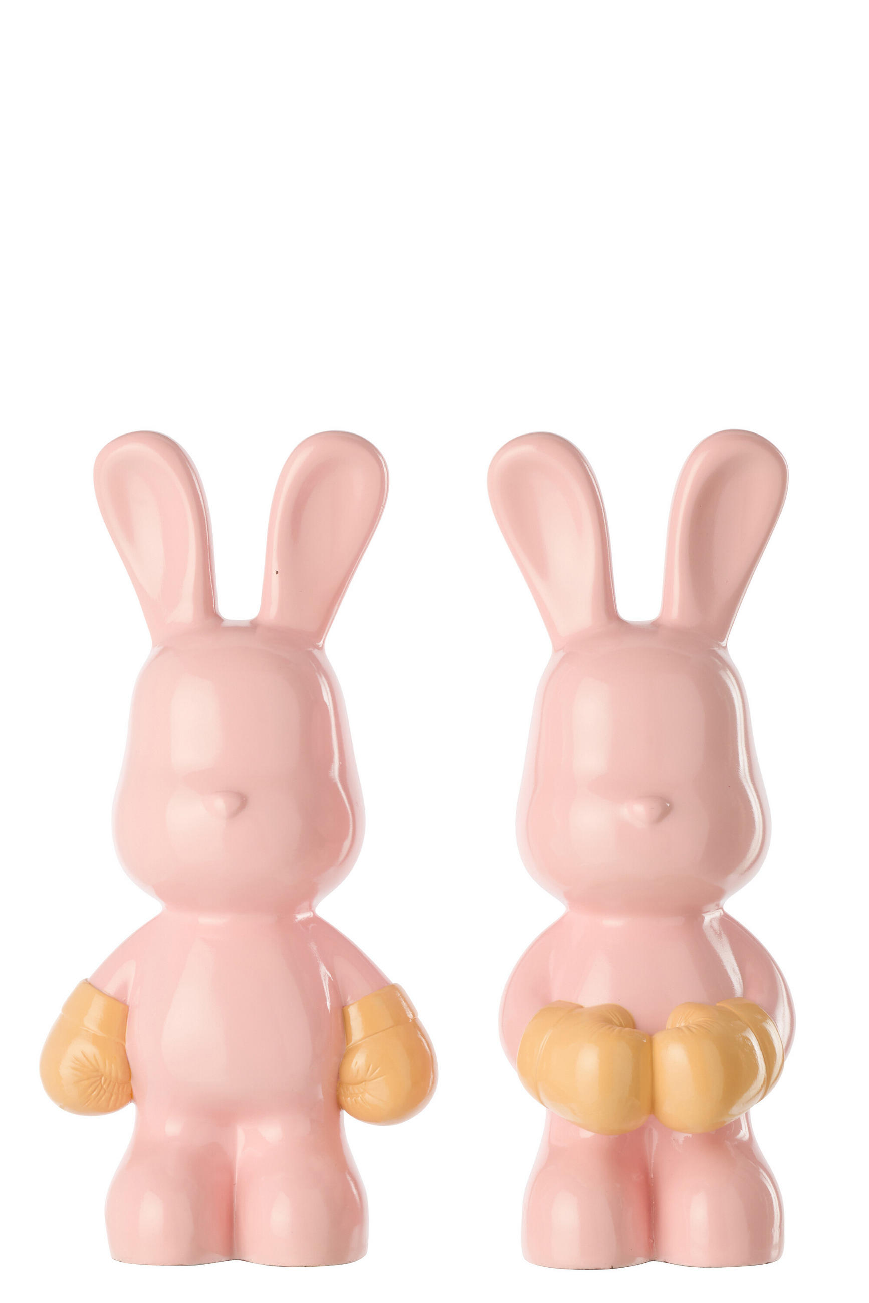 DEKOOBJEKT KANINCHEN RAY BOXEN (2ER SET) - Orange, Glas/Naturmaterialien (13/36/16.5cm) - J-Line