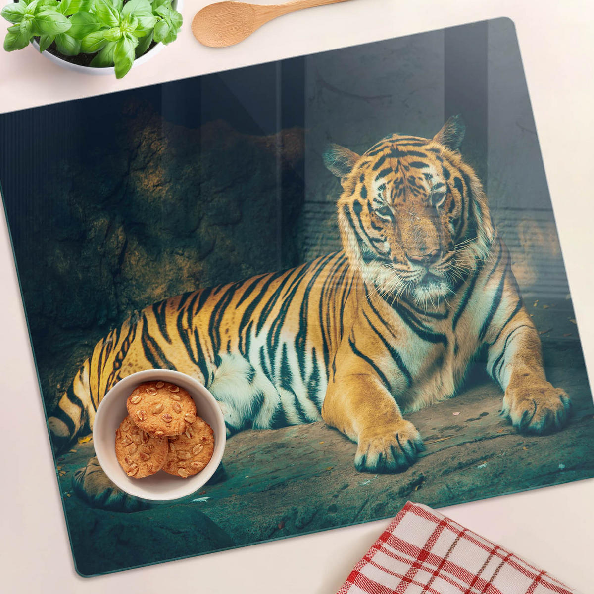 GLASPLATTE 60x52 cm Tigerhöhle - Orange, Glas (60/52cm) - TULUP