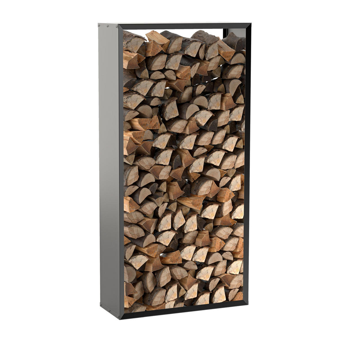 BRENNHOLZREGAL Wooker high Kaminholzregal Holzlagersystem Schwarz 99 x 199 cm - Schwarz, Metall (99/199/199cm) - Alberts