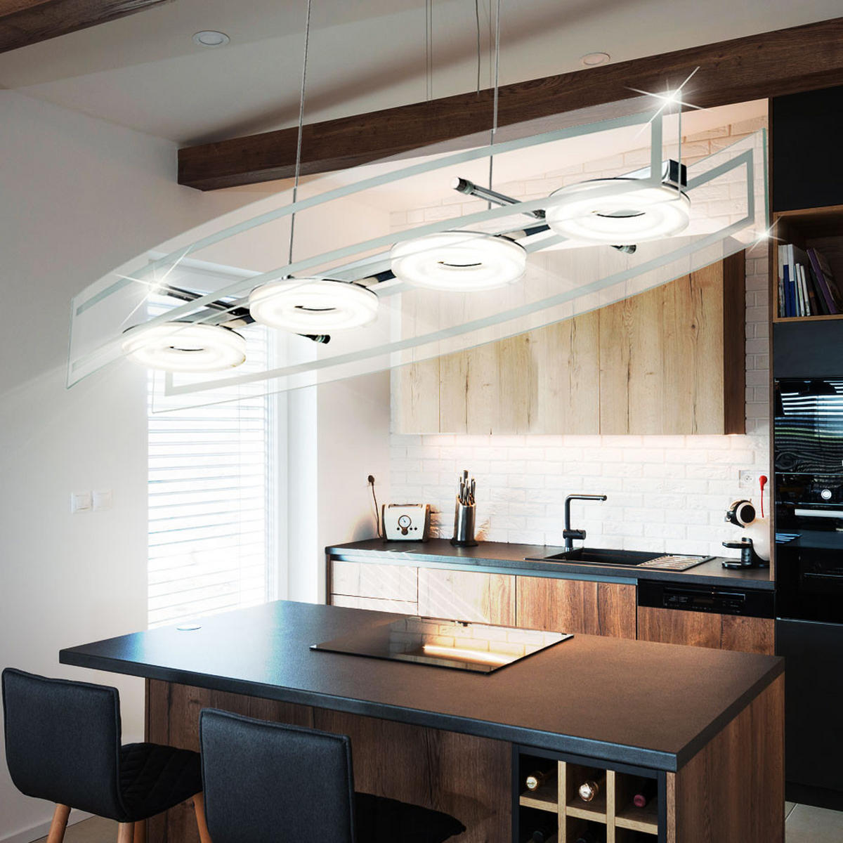 LED HÄNGELEUCHTE CORA Glas Silber - Silberfarben, Glas (23/80/150cm) - Esto