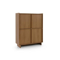 SUNA Highboard Japandi Design Kommode Eiche Caramel grifflos 124 cm hoch - Braun, Holzwerkstoff (98/124/39cm) - Bettso