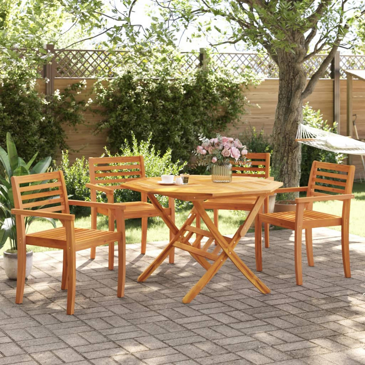 GARTENSTÜHLE 4er Set 59/55/85 Cm Massivholz Akazie - Braun, Holz (59/85/55cm) - vidaXL