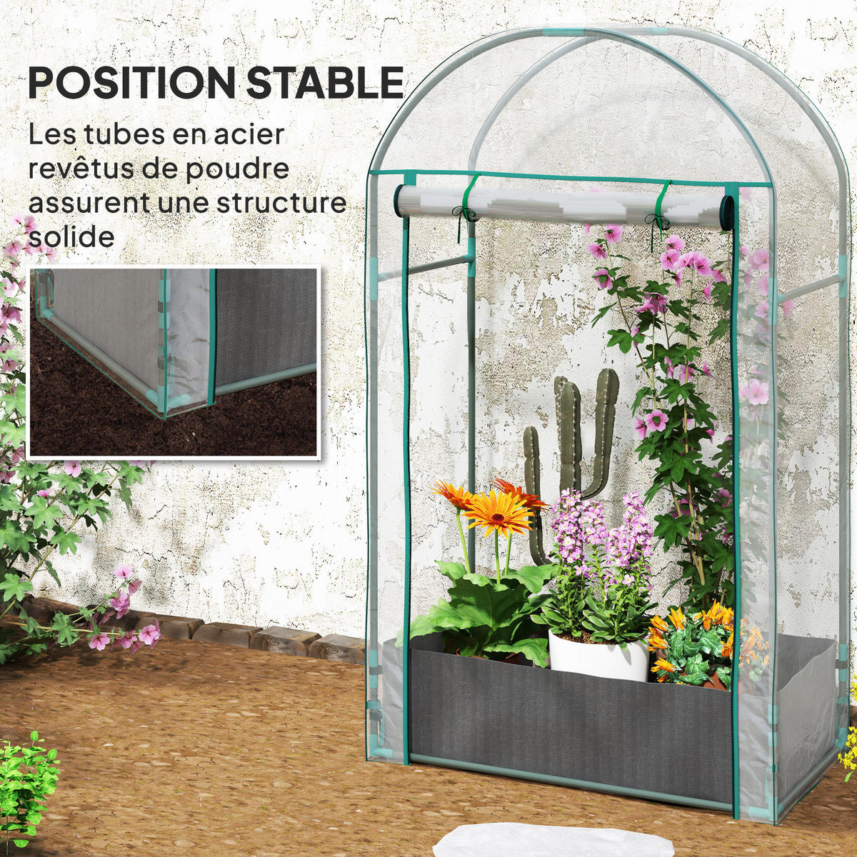 GEWÄCHSHAUS DE-12009 mit Pflanzsack & Rolltür Transparent - Transparent, Kunststoff (50/152/89cm) - ComfortXL