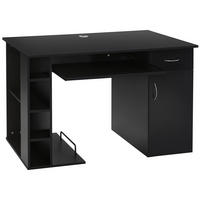 SCHREIBTISCH Schwarz mit Schublade, Tastaturauszug und Ablagefächern 120/60/74 cm - Schwarz, Holzwerkstoff (60/120/74cm) - PANGIVO