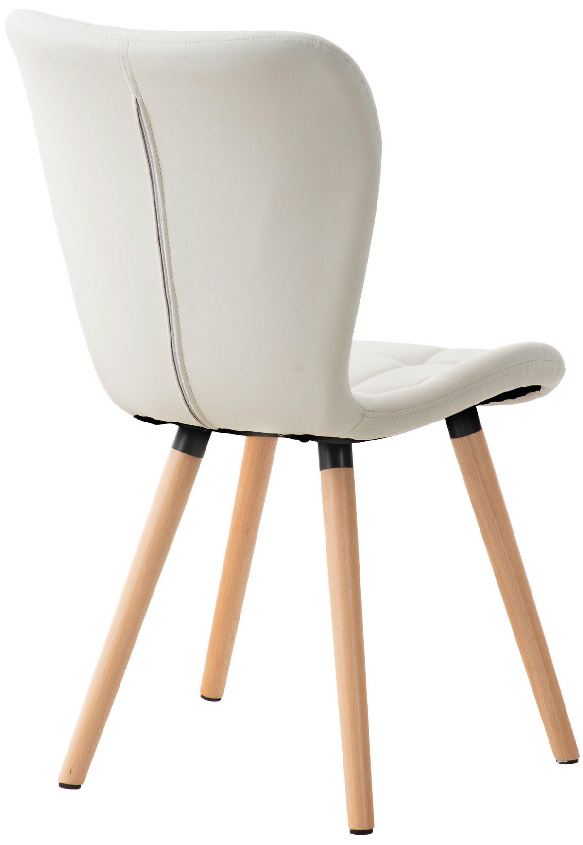 STUHL Lederlook weiß - Eukalyptusholzfarben/Weiß, Holz/Textil (50/88/63cm) - CLP