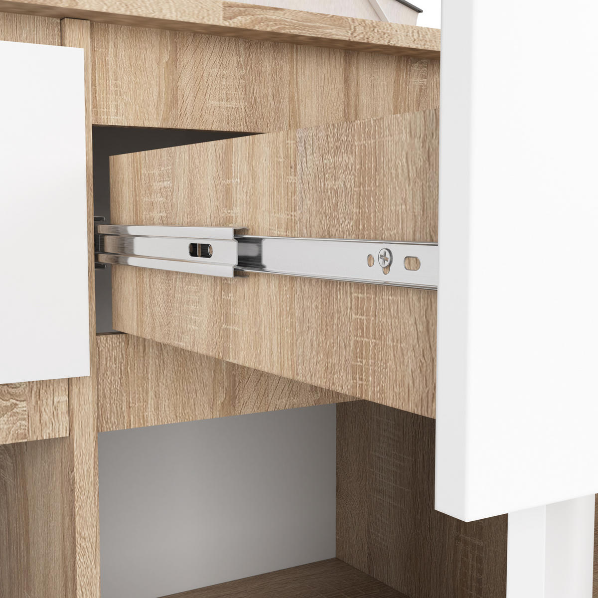 KOMMODE Sonoma Eiche, Weiß 138x40x99 cm - Weiß/Sonoma Eiche, Holzwerkstoff (138/99/40cm) - Akord