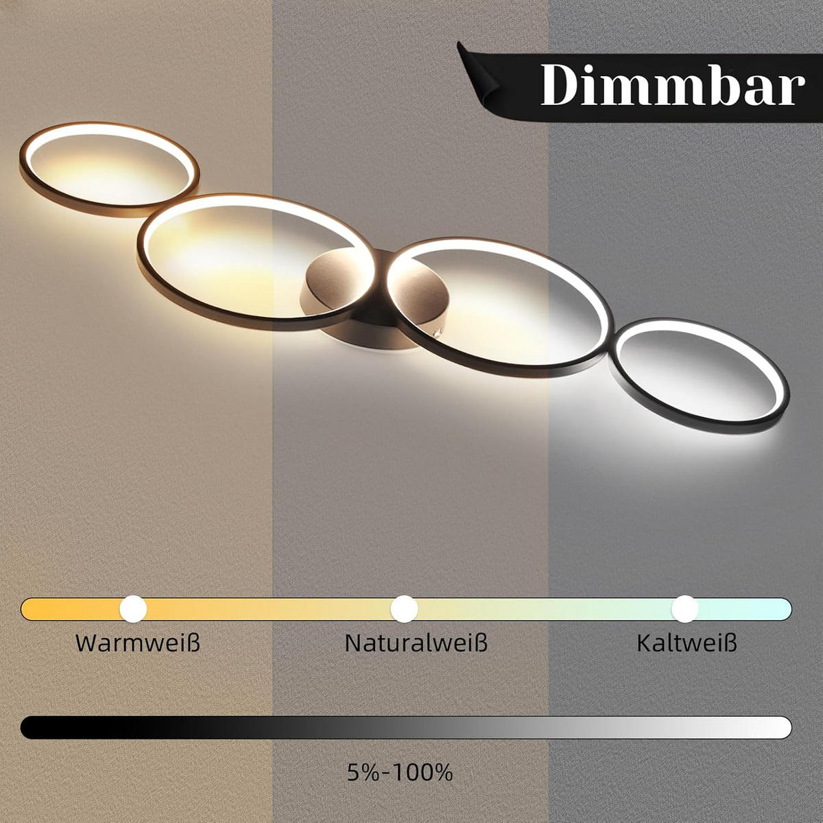 LED-DECKENLEUCHTE Tannwacht 35.5/5.8/100.0 cm - Schwarz, Metall (100/35.5/5.8cm) - ZMH