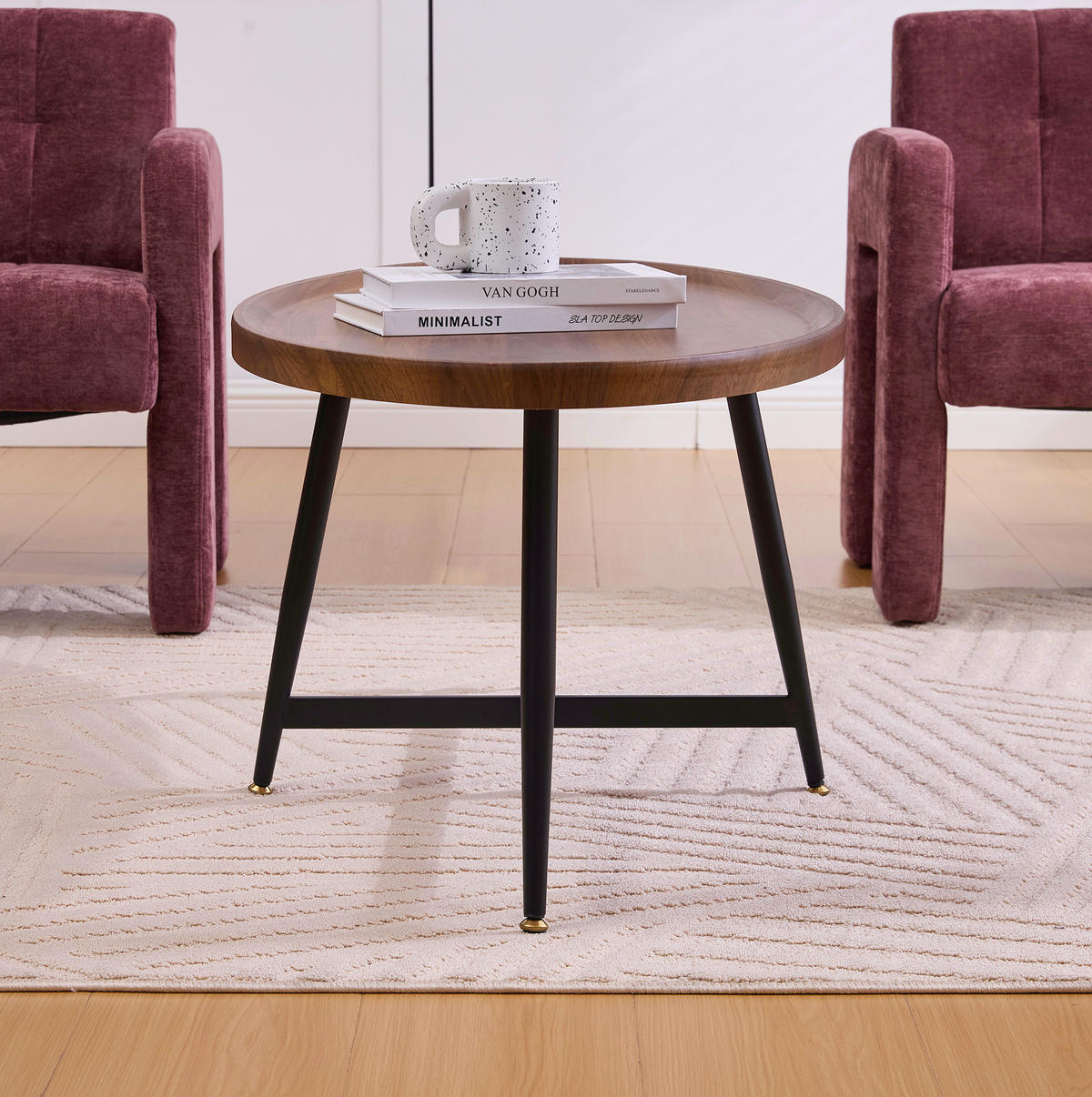 COUCHTISCH, ovale MDF-Tischplatte in Braun mit schwarzem Metallgestell, skandinavisch-minimalistisch, 110/55/45 cm,Braun - Braun, Holzwerkstoff (55/110/45cm) - Redom