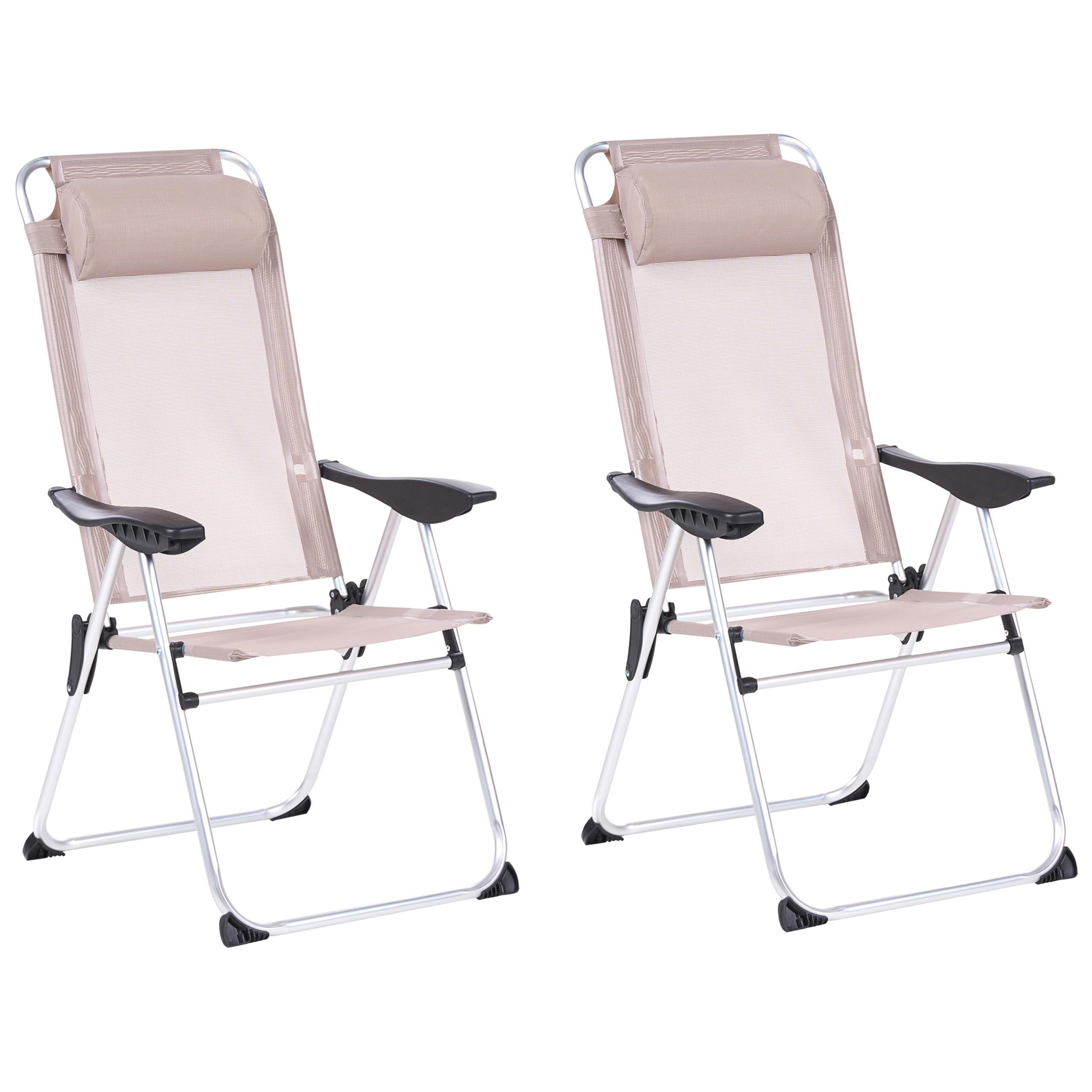GARTENSTUHL 2er-Set klappbar Metall Beige Asine - Beige, Metall (52/108/59cm) - Beliani