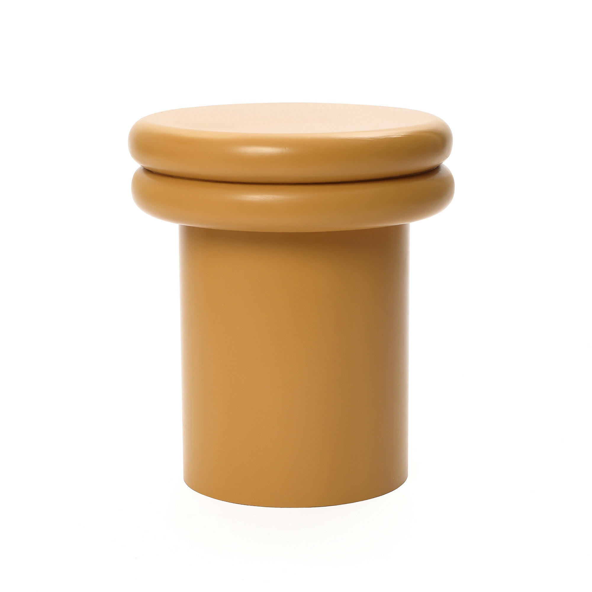 BEISTELLTISCH Rund, Orange & Holz mit Doppelplatte | Ø35 x H40 cm - Orange, Holzwerkstoff (35/35/40cm) - Hometopia