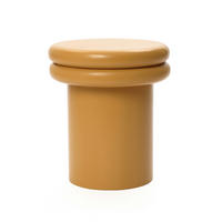 BEISTELLTISCH Rund, Orange & Holz mit Doppelplatte | Ø35 x H40 cm - Orange, Holzwerkstoff (35/35/40cm) - Hometopia