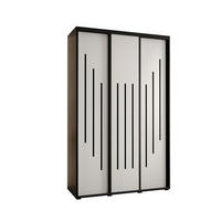 SCHWEBETÜRENSCHRANK 235,2/150/60 3-türig - Schwarz/Weiß, Holz/Metall (150/235/60cm) - Abiks Möbel