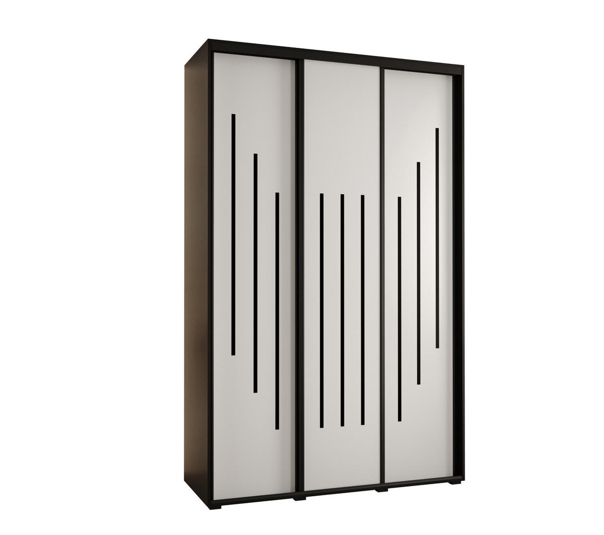 SCHWEBETÜRENSCHRANK 235,2/150/60 3-türig - Schwarz/Weiß, Holz/Metall (150/235/60cm) - Abiks Möbel