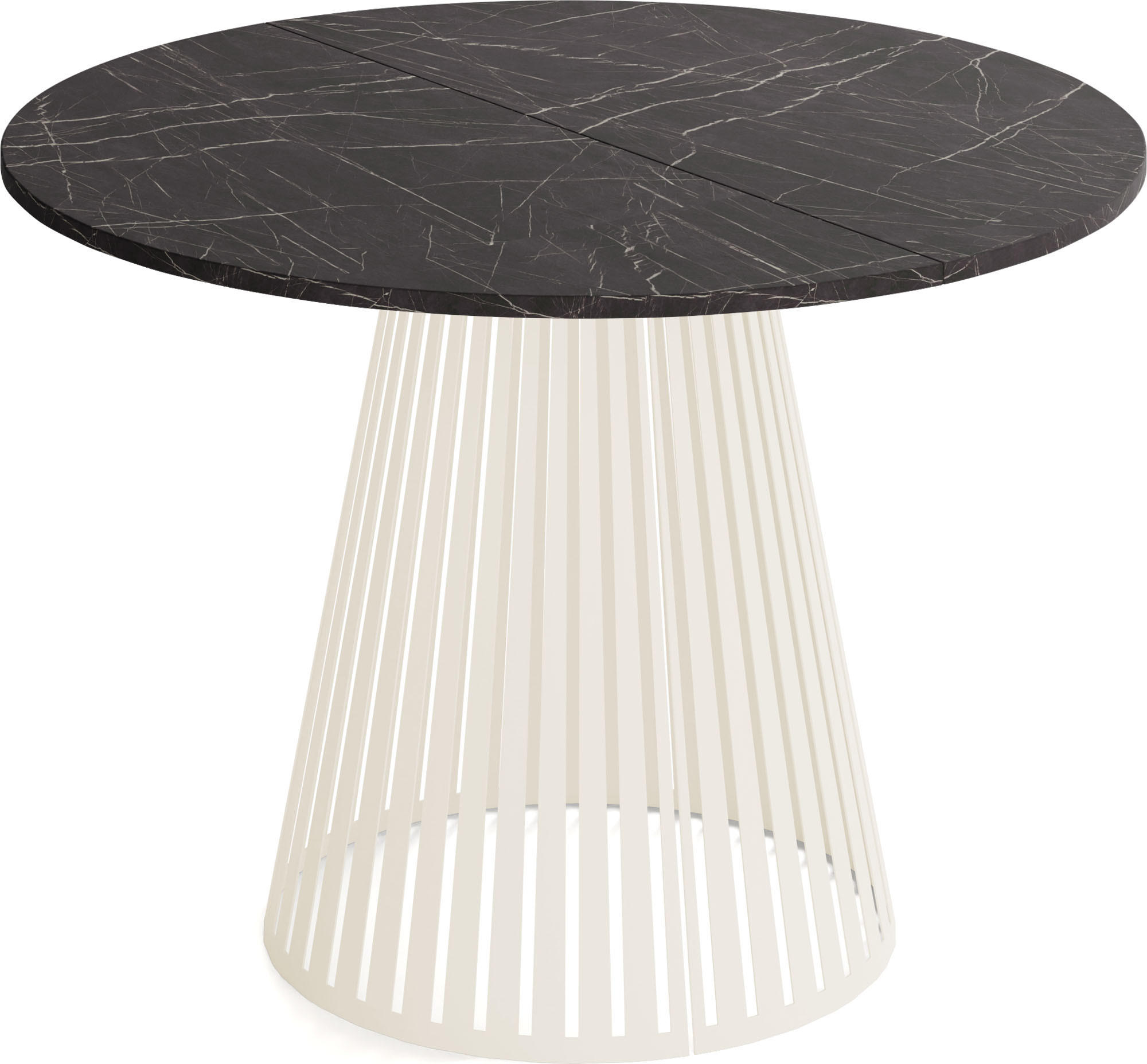 ESSTISCH Naro runder ausziehbarer, Marmor Schwarz 120-200/120/76 cm - Kaschmir/Anthrazit, Holzwerkstoff/Metall (120/120/76cm) - WFL GROUP