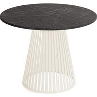 ESSTISCH Naro runder ausziehbarer, Marmor Schwarz 100-180/100/76 cm - Kaschmir/Anthrazit, Holzwerkstoff/Metall (100/100/76cm) - WFL GROUP