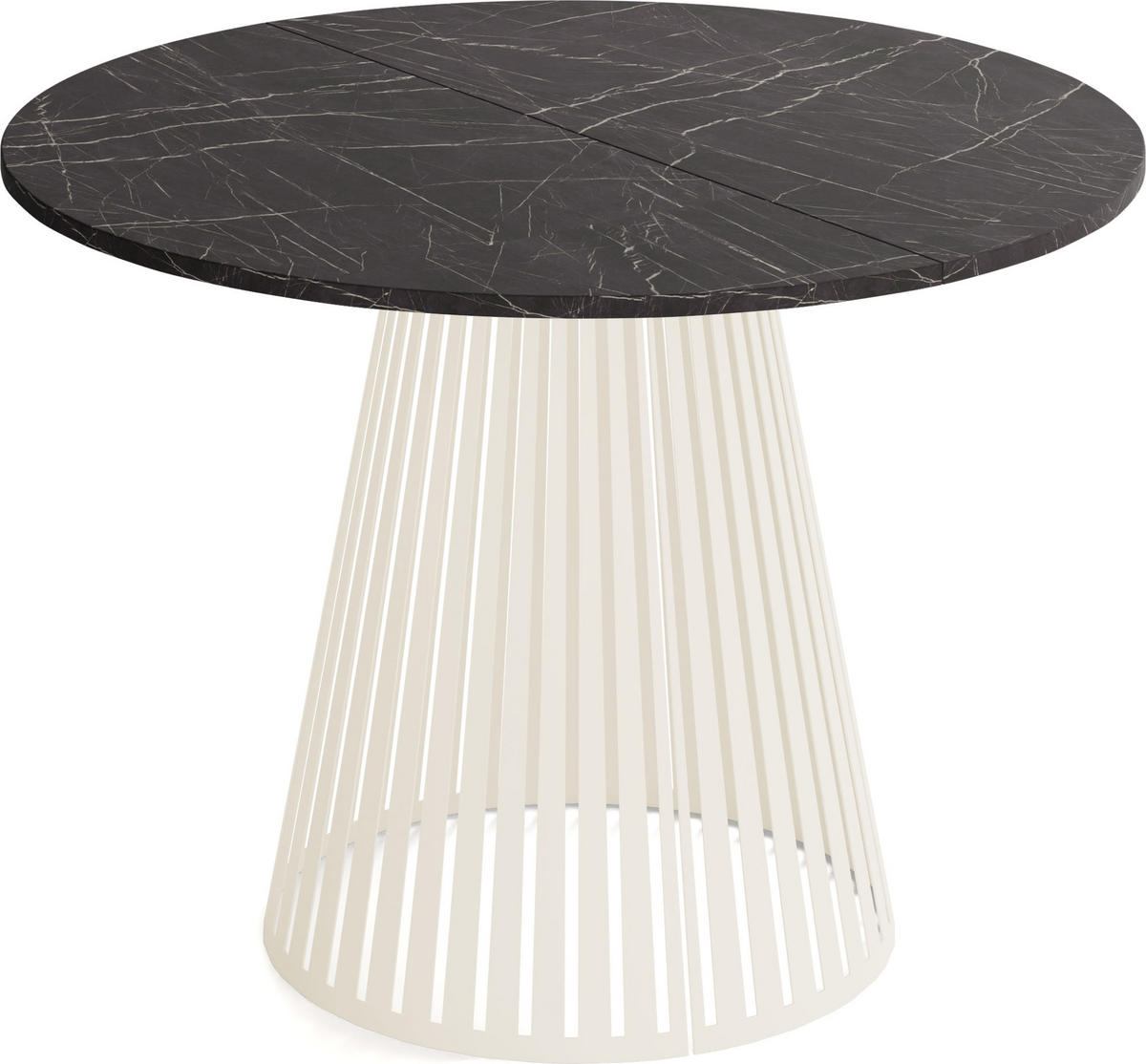 ESSTISCH Naro runder ausziehbarer, Marmor Schwarz 100-180/100/76 cm - Kaschmir/Anthrazit, Holzwerkstoff/Metall (100/100/76cm) - WFL GROUP