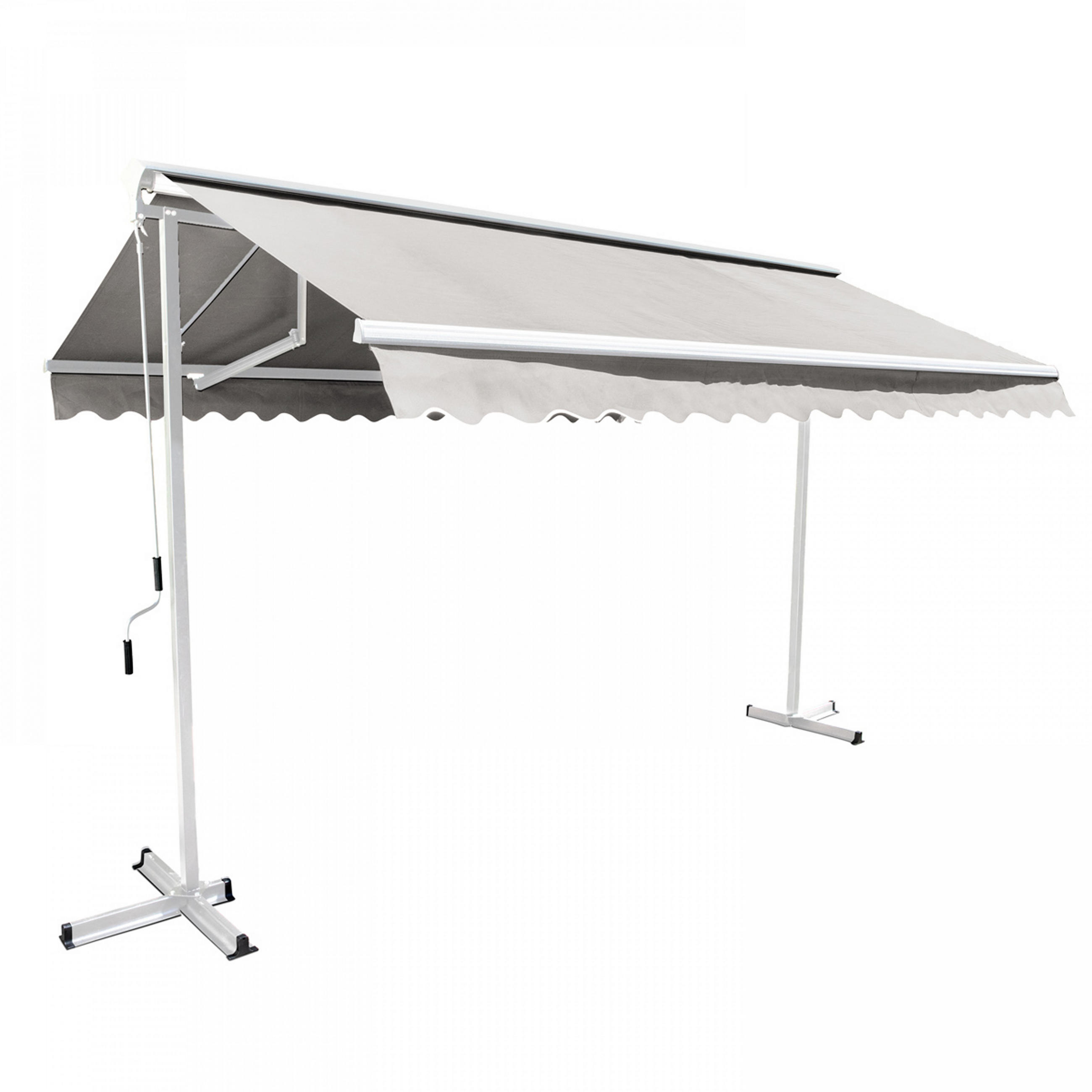 DOPPELSCHRÄGMARKISE 3x3m, Weiß - Weiß, Metall (300/250/300cm) - Oviala