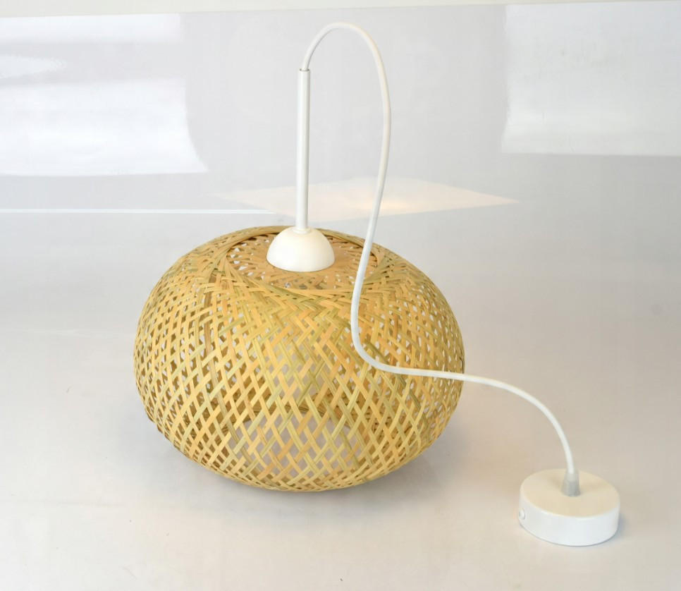 PENDELLEUCHTE BOHO - Beige/Weiß, Holz/Metall (28/28/100cm) - kiki design