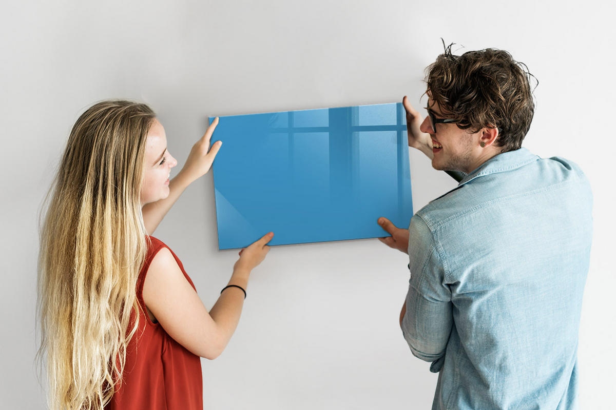MAGNETTAFEL 60x40 Blau schwarzer Marker - Blau, Glas (60/0.4/40cm) - TULUP