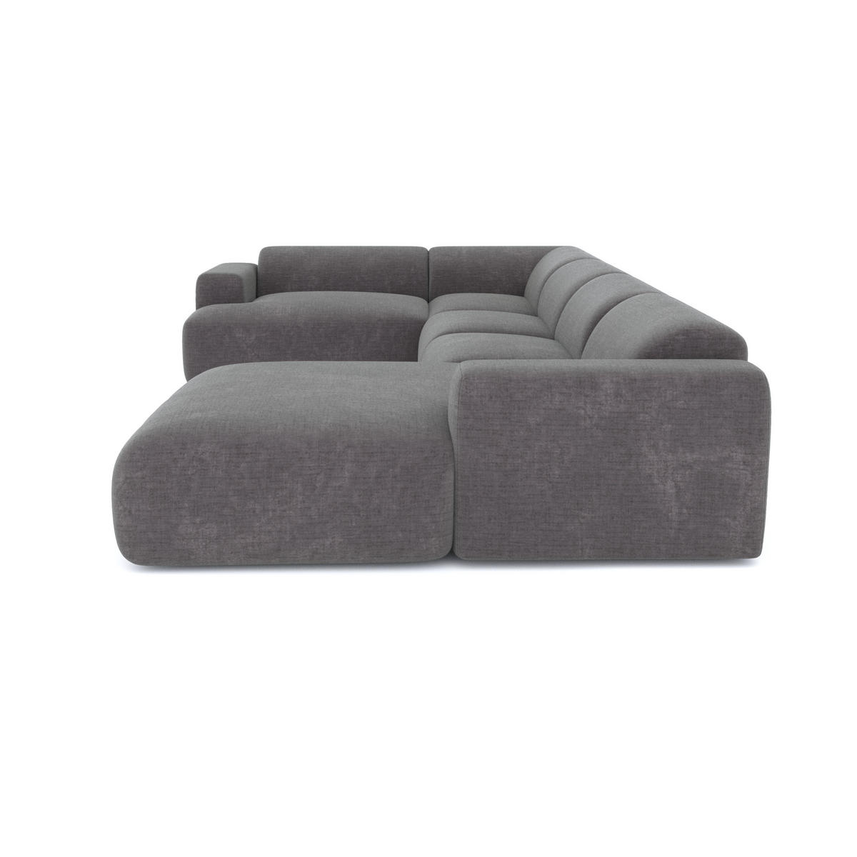 WOHNLANDSCHAFT Texturierter Samt Grau 354cm - Grau, Textil (354/73/164cm) - Sia Home