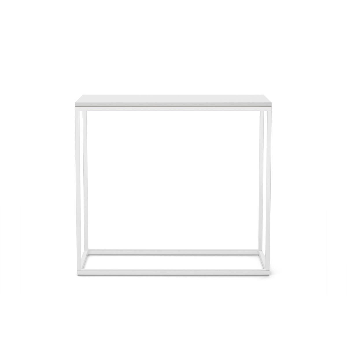 KONSOLENTISCH Well 80 Weiß, Goldene Beine - Weiß, Holzwerkstoff/Metall (25/80/80cm) - Bettso