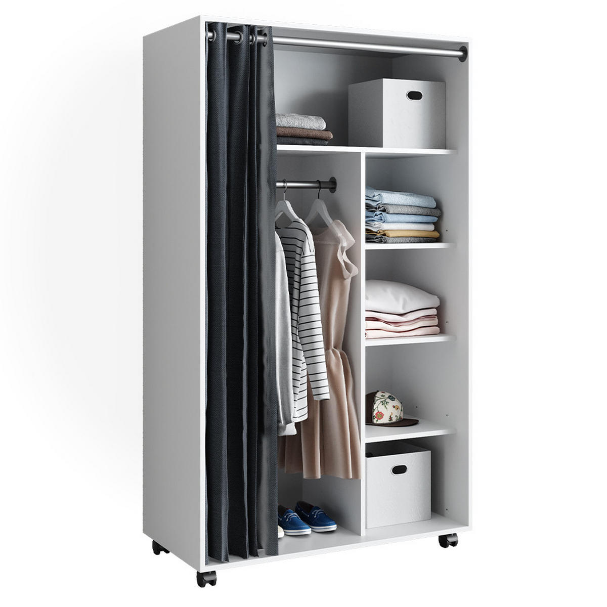 KLEIDERSCHRANK Doros Weiß 100 x 168 cm - Weiß, Holzwerkstoff (100/168/50cm) - Vicco