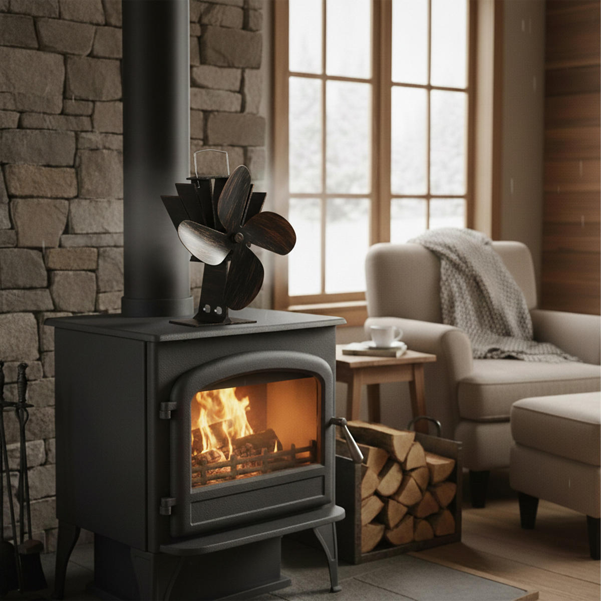 OFENVENTILATOR - Dunkelbraun, Metall (19/26/12cm) - Relaxdays