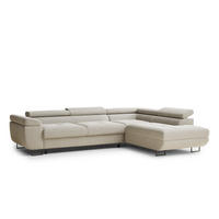 ECKSOFA Concord Beige Webstoff - Rechts Seite - Beige/Schwarz, Holz/Holzwerkstoff (277/203cm) - Maison de Reve
