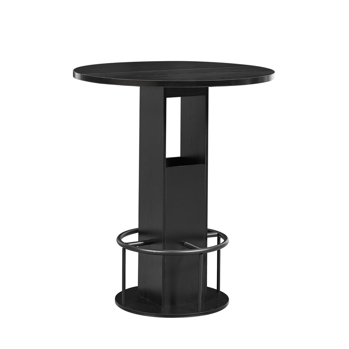 BARTISCH-SET DE-39330 3-teilig, rund, mit 2 Hockern Schwarz - Schwarz, Holzwerkstoff (80/91.5/80cm) - ComfortXL