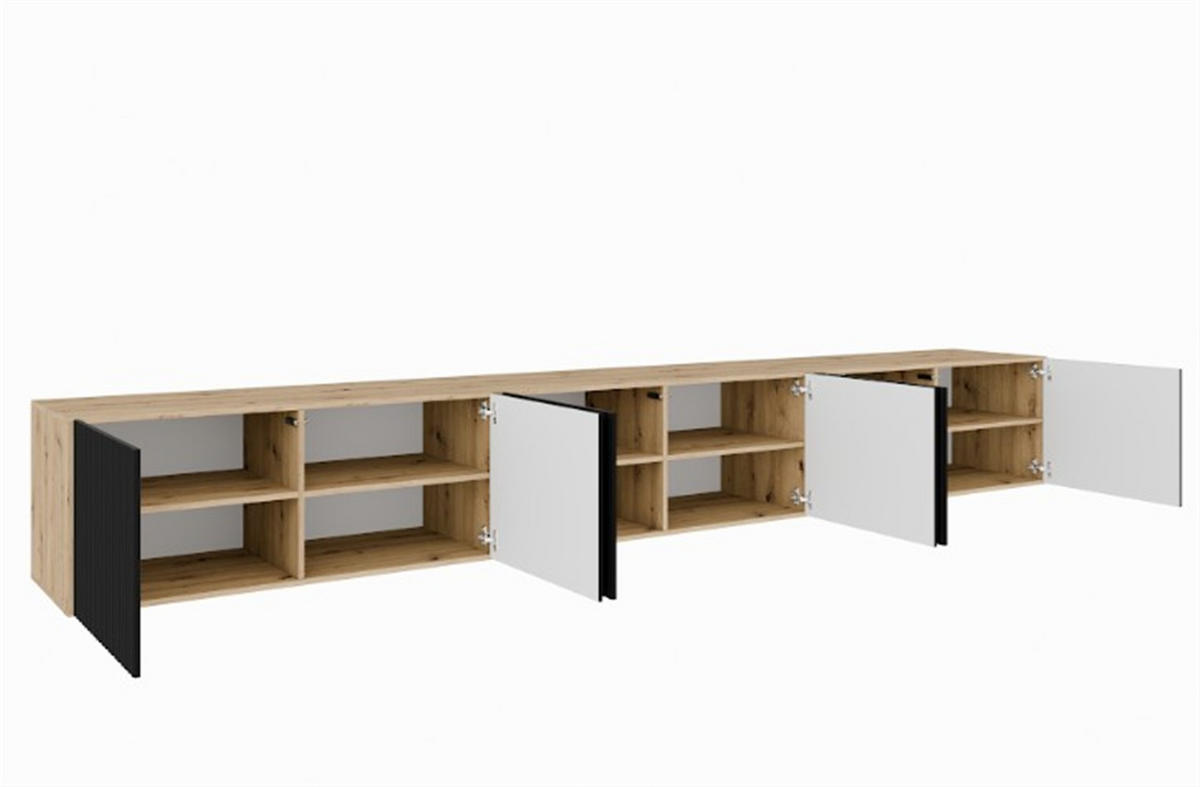 LOWBOARD VAREN 300/41/40 cm, Hängender TV-Schrank Eiche Artisan - Schwarz/Eiche Artisan, Holzwerkstoff (300/41/40cm) - MASSENO