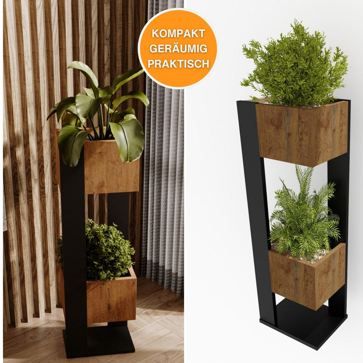 BLUMENSTÄNDER Duo - Nussbaumfarben, Holzwerkstoff (23/98/29cm) - RAUMHIRSCH FURNITURE