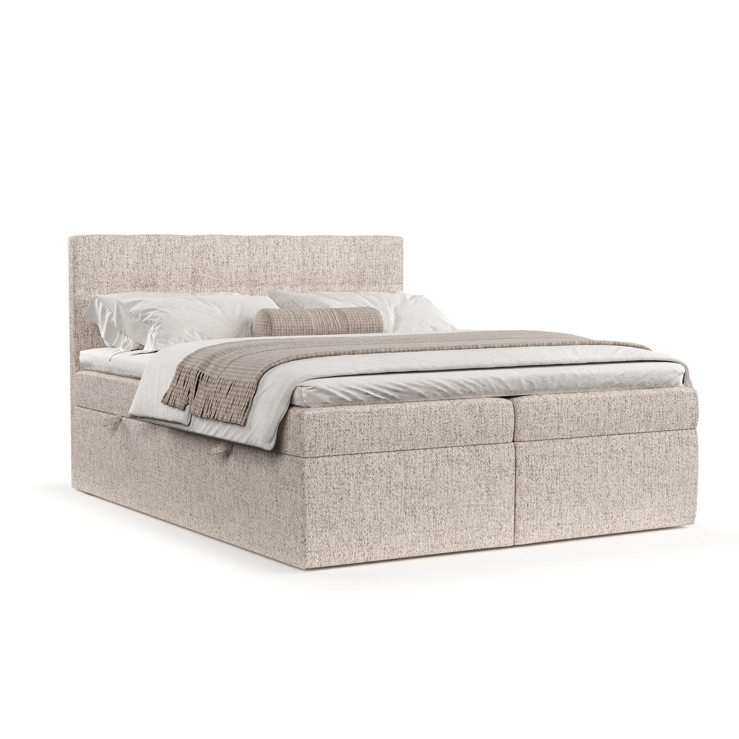 BOXBETT Tari Hellbraun 160/200 cm mit Matratze und Topper - Hellbraun/Schwarz, Holz/Holzwerkstoff (160/200cm) - Maison de Reve