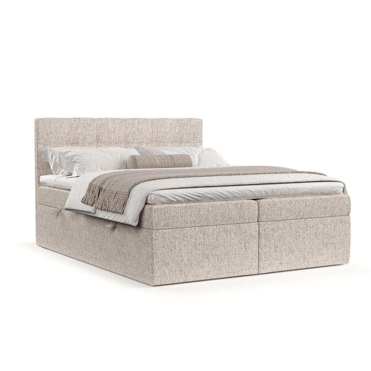 BOXBETT Tari Hellbraun 180/200 cm mit Matratze und Topper - Hellbraun/Schwarz, Holz/Holzwerkstoff (180/200cm) - Maison de Reve