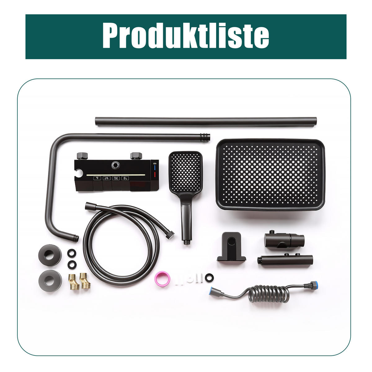 DUSCHKOLONNE gunmetal, digitale led-temp anzeige, 4-in-1 duschfunktion - Grau, Metall (30/11.8/72cm) - SHOPENTRA